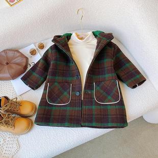 Girls' Outwear 2025 Winter New Style Baby Girl's Quilted Thickened Woolen Coat Mid-Length Woolen Coat Autumn and Winter