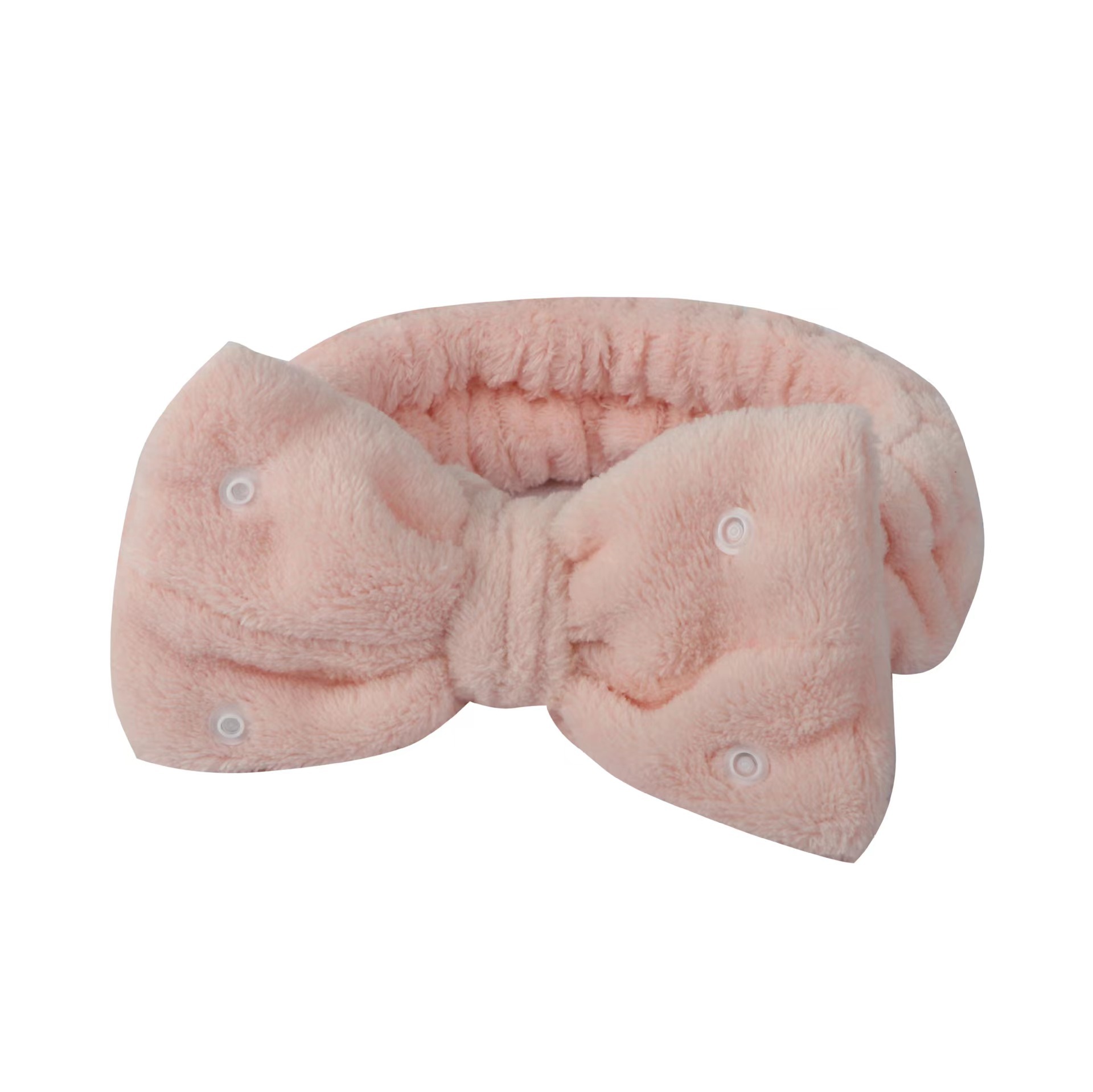 Nueva banda de pelo de estilo coreano para niñas lavado facial removedor de maquillaje multifuncional botón a presión pajarita pelo Color sólido