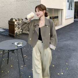 秋装新款设计款复古短款风衣外套女