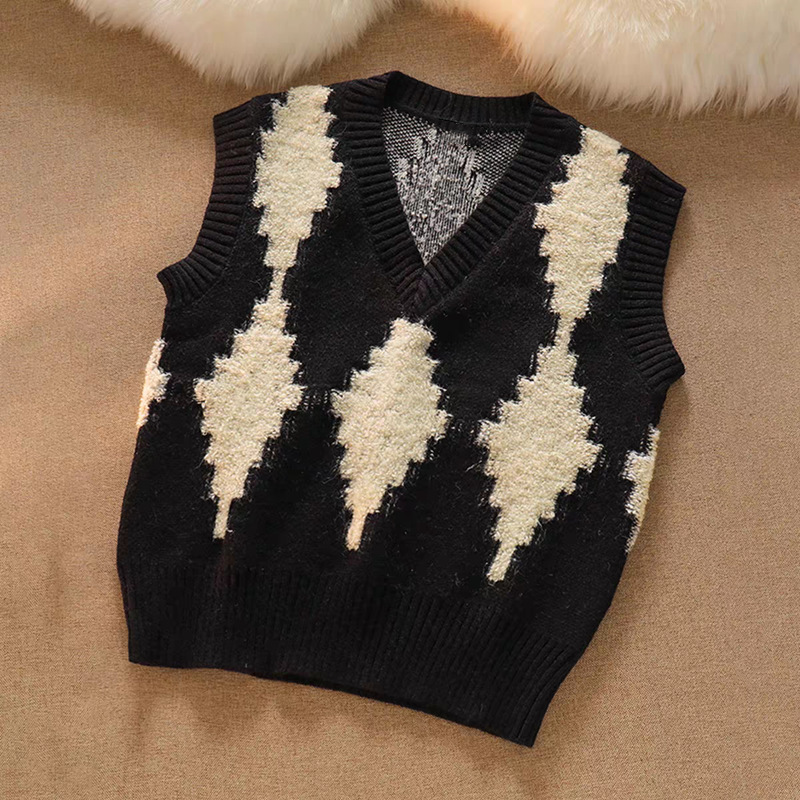 Corea del Sur Dongdaemun cuello chaleco suelto mujer primavera y otoño nuevo diseño suéter chaleco de punto image 7