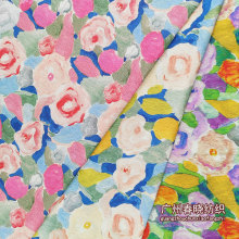 全棉60支仿天丝数码印花 网红肌理纹油画布 女童装连衣裙衬衫面料