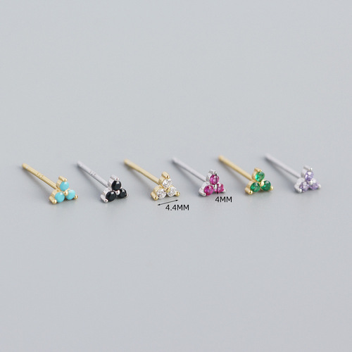 YHE0190 Minimalist Mini Clover Stud Earrings S925 Sterling Silver Diamond Light Luxurious Stud Earrings Stackable Mixed Earrings