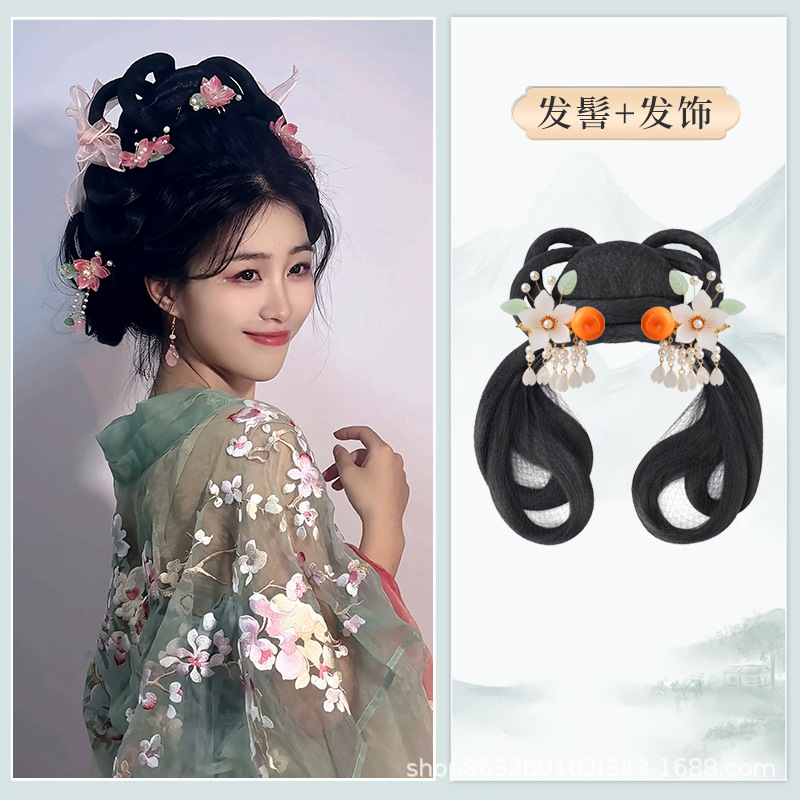 Qingyu 빵 + 주황색 헤어 액세서리 한 쌍