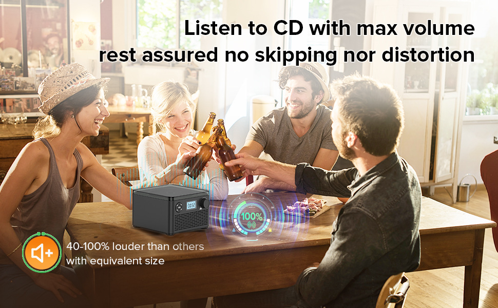 Draagbare cd-speler met bluetooth-luidsprekers, radio en usb_voghion.com