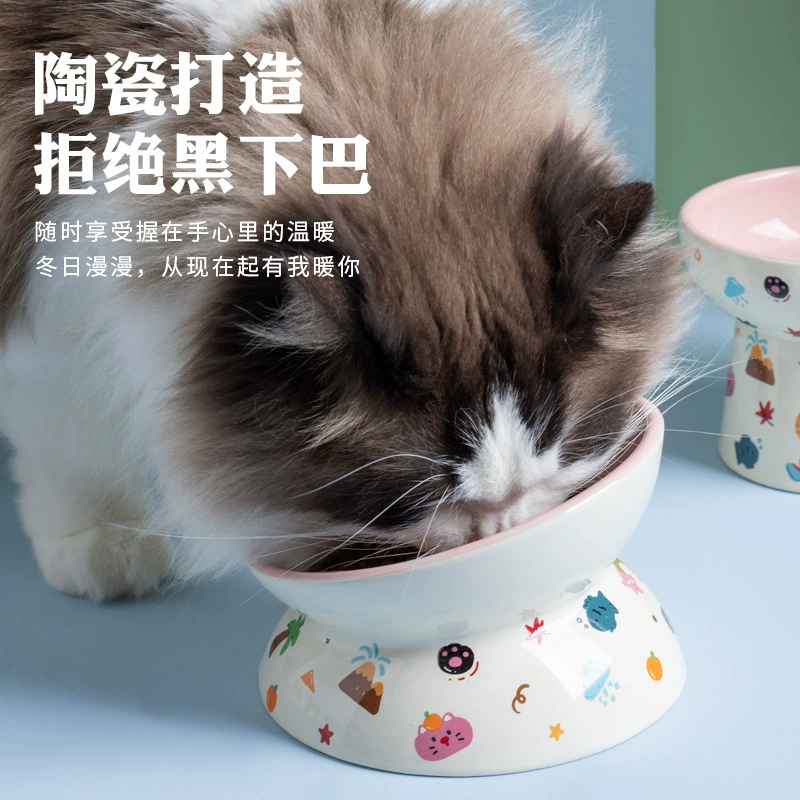 Керамическая миска для кота, миска для кошек, поилка для питомца, миска для кошек, миска для риса для повышения роста, миска для собаки, защитник от опрокидывания шея