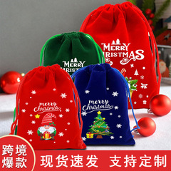 大きな赤いクリスマスのフランネルの布のポケットのクリスマスのリンゴのキャンディーの包装の贈り物の袋の現物のメーカーは卸売りします。