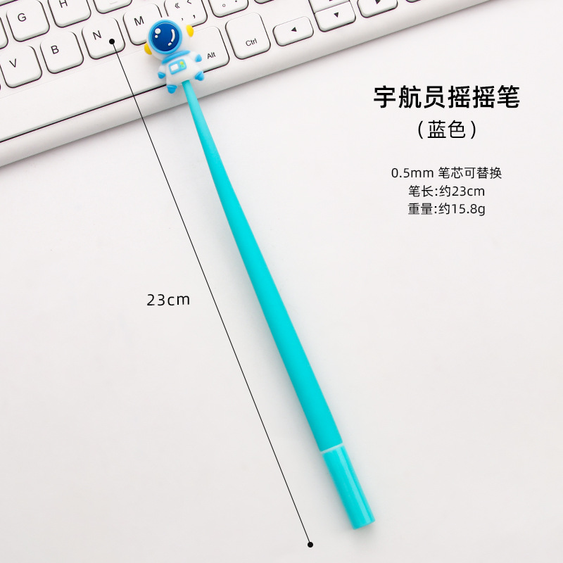 El nuevo astronauta sacude la pluma de gel de dibujos animados de goma suave de alto valor pluma de firma linda estudiante aprendizaje papelería