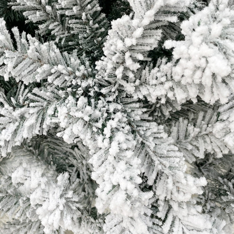 Flocked PVC Christmas tree, снеговая поверхность, бархат/облысевшие варианты, высоты 1.2–4.0 м