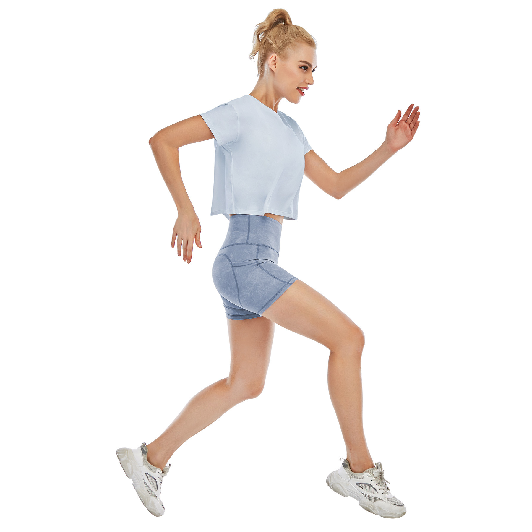 2021夏季新款修身健身上衣女透气训练瑜伽罩衫健身房短袖跑步服