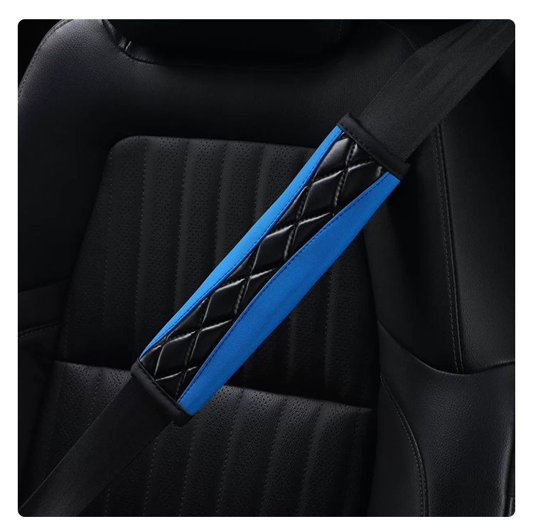 Amazon Massage Car Seatbelt Shoulder Pad Pu Leather 3D Quilted Embroidered Seatbelt Breathable Shoulder Protector