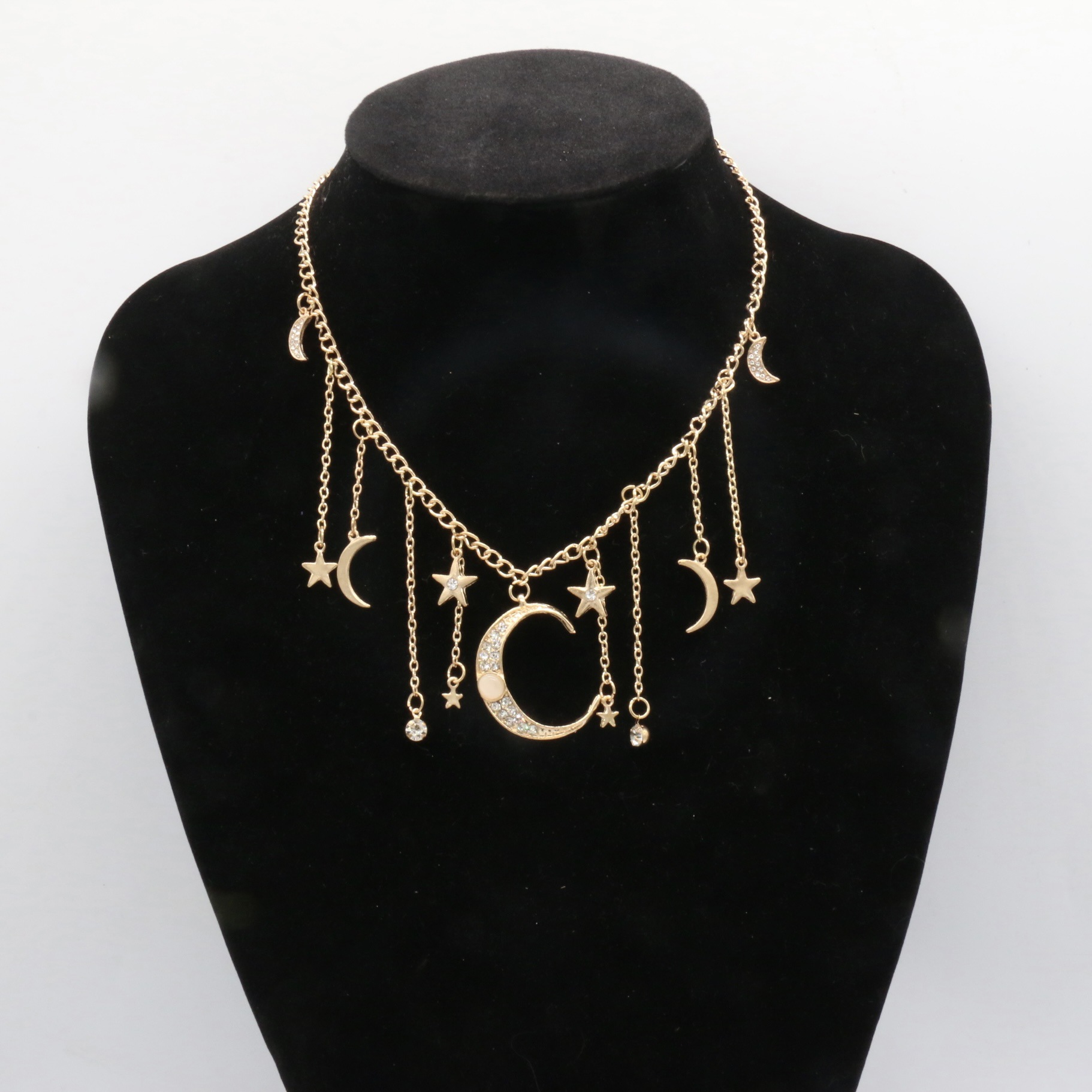 Collier simple à pampilles lune et étoile pour femmes en alliage_voghion.com