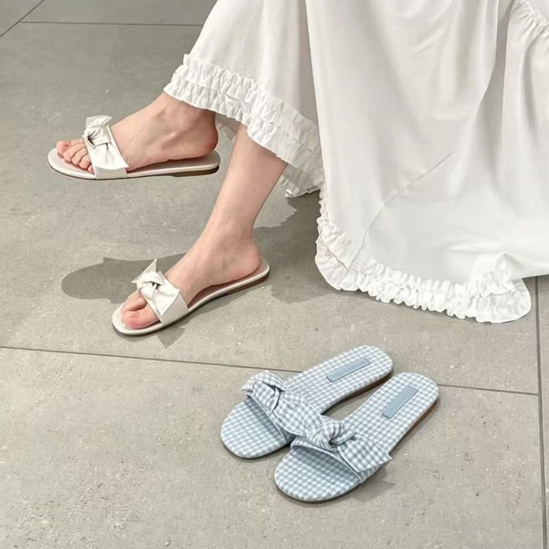 Little Ck Style Gentle Flat Sandals for Women, Summer Outdoor Wear, Sweet Bowknot Design, Open-Toe Versatile Slippers Little Ck Style Gentle Flat Sandals for Women, Summer Outdoor Wear, Sweet Bowknot Design, Open-Toe Versatile Slippers