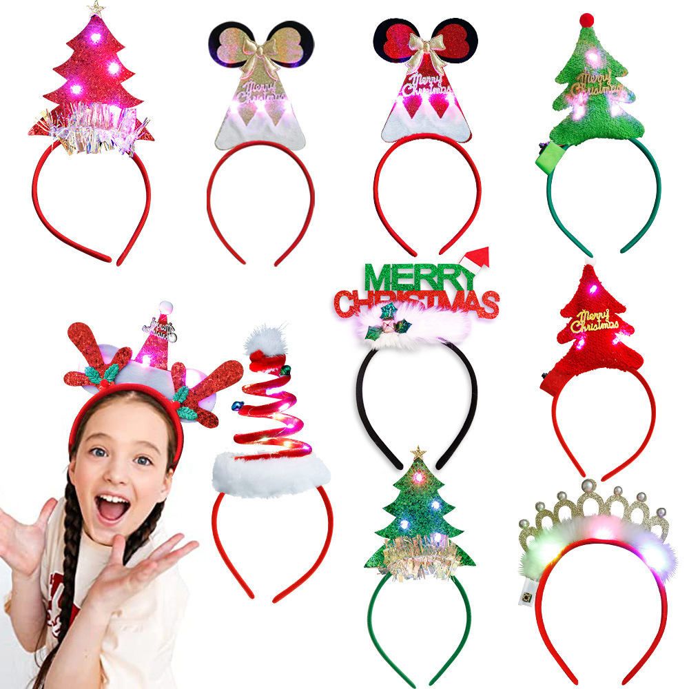 Christmas Decorations Glowing Christmas Tree Headbands Headbands Christmas Decoration Party Supplies Bow Headbands Hair Accessories