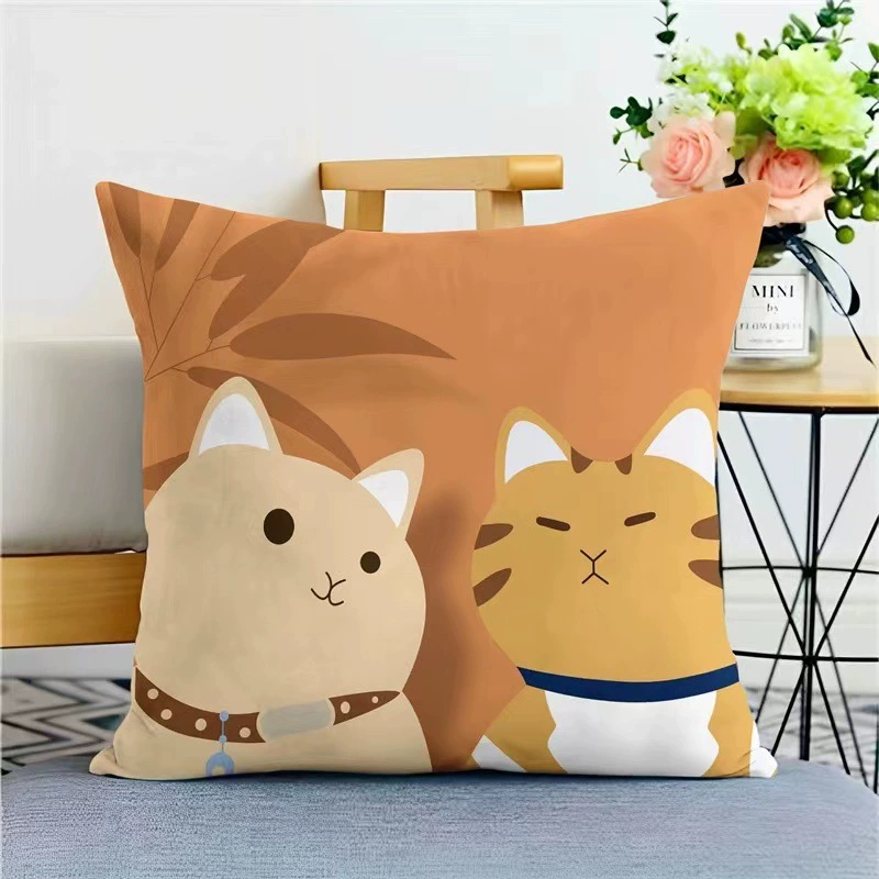 Square orange pillow, sofa, modern and minimalistic pillowcase for bed