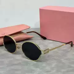 MM Metal Fashion Sunglasses for Women Travel Street Photography UV Protection Oval Frame Versatile Face-Slimming Sun Glasses
