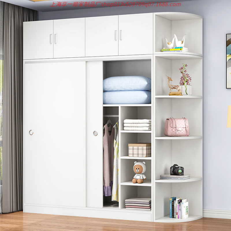 Wardrobe Sliding Door Modern Simple Wooden Rental House Home Bedroom Small Apartment Simple Cabinet Apartment Wholesale