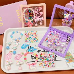 Children's Cartoon Sanrio Exquisite Set Little Princess Bracelet Hairpin Diamond Ear Clip Small Gift Box Girl Gift