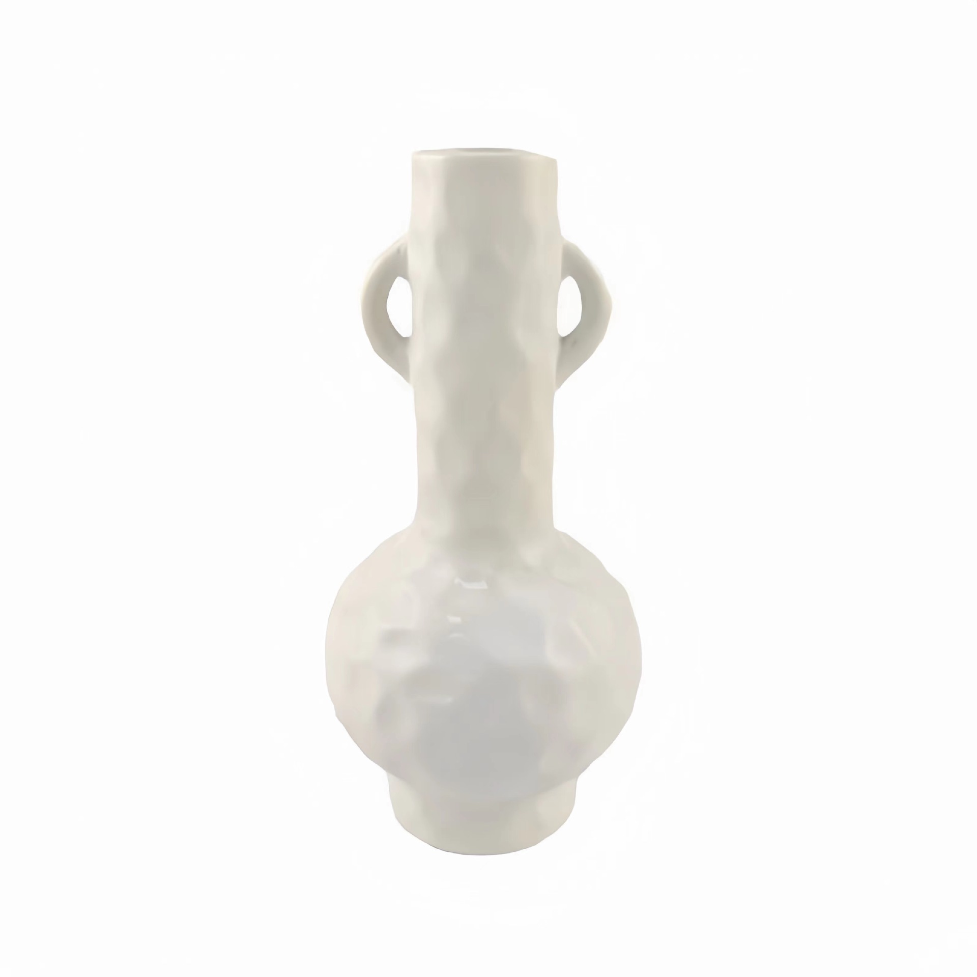 Florero binaural blanco minimalista moderno transfronterizo, decoración de mesa de comedor de casa de familia de cerámica de alta gama, decoración creativa