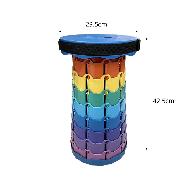 Transfronterizo arco iris casero taburete plegable taburete de pesca portátil al aire libre ajustable altura de viaje silla plegable