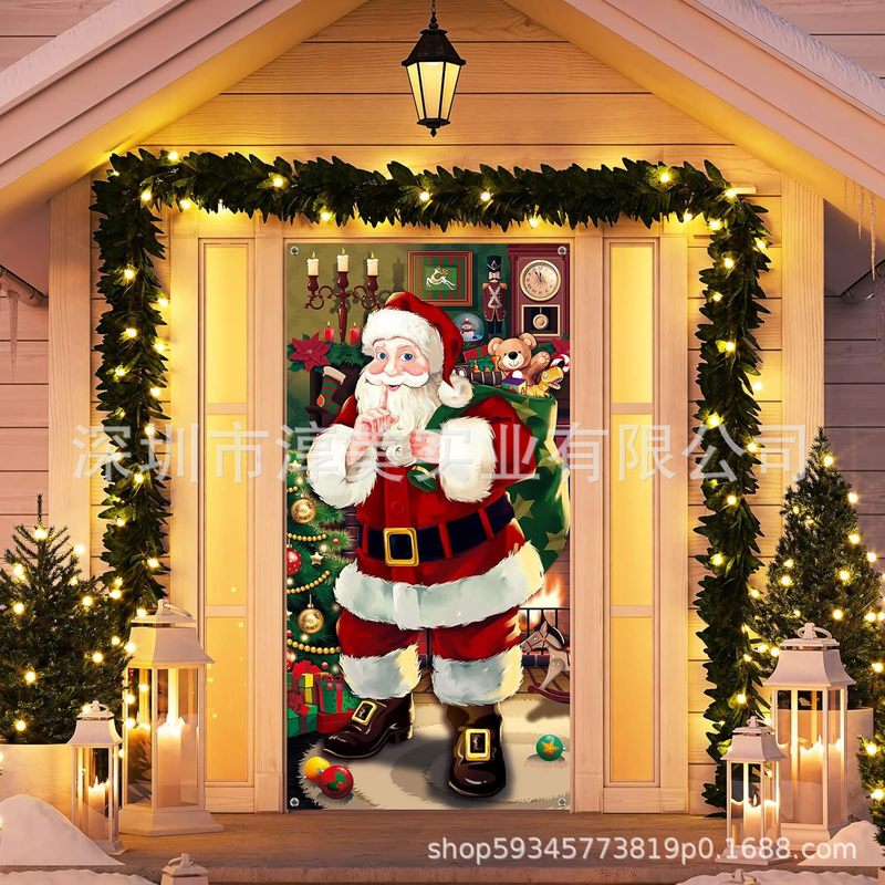180*90cm クリスマスドアフラッグ 2025年 海外販売向け 新作 人気 クリスマスドアカーテン ハンギングフラッグ 写真から製作可能|undefined