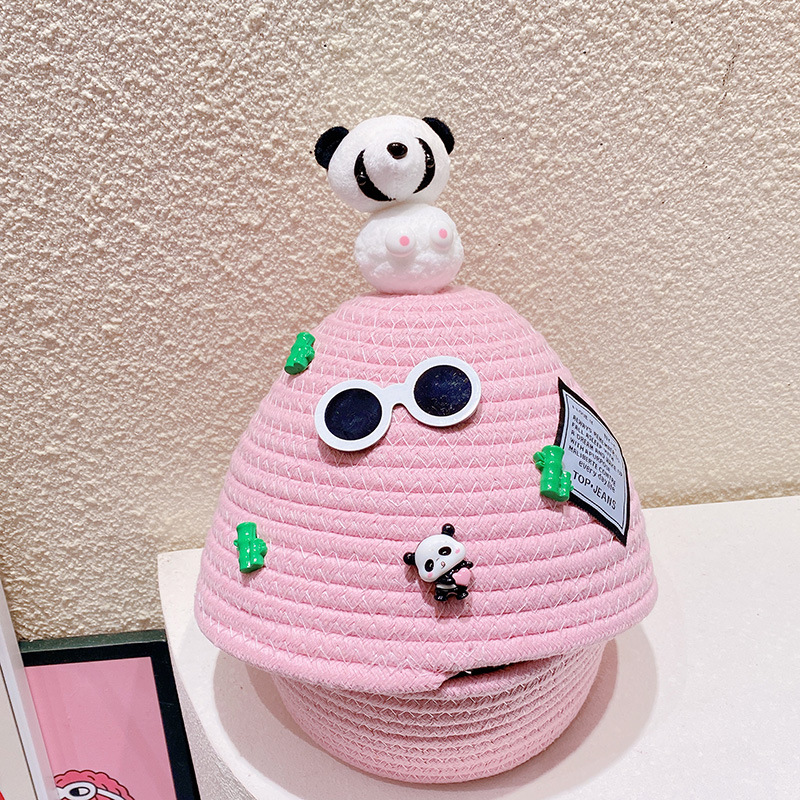 HD3112A08浪漫熊貓甜美糖果色收納桶時尚居家收納筐客廳臥室擺件
