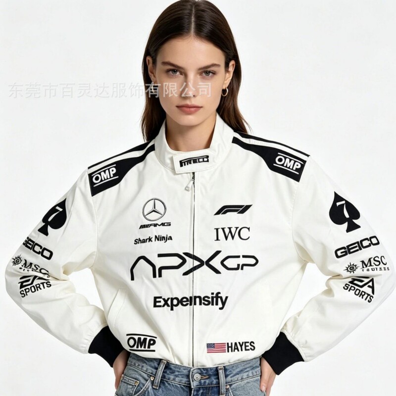 F1 Racing Suit, Speed Racing Embroidered Jacket, American Retro Motorcycle Riding Jacket, Cotton Jacket, Customizable