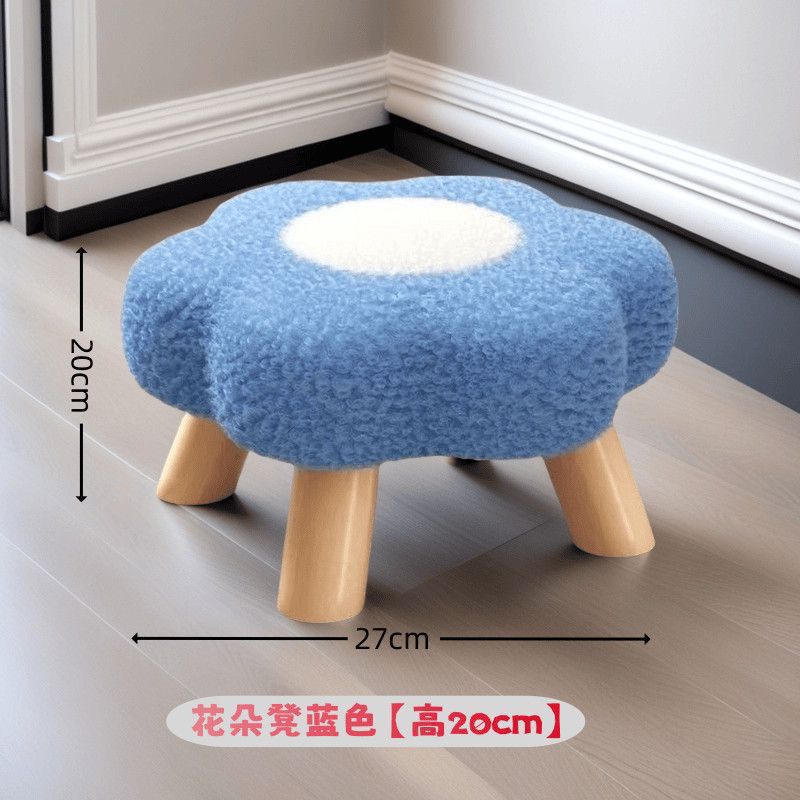 Taburetes de madera maciza de flores lindas, taburetes de cambio de zapatos de puerta de casa, taburetes de mesa de té de balcón, taburetes bajos para niños image 9
