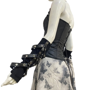 Women's Half-Finger Gloves Sexy Pu with Ring Dark Sleeves Spring and Summer Cool Street Dance Trendy Spot