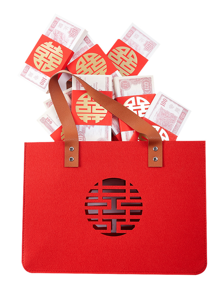 Bolsa de regalo de boda regalo de mano bolsa vacía mano dama de honor bolsa de regalo de boda fieltro rojo tela no tejida