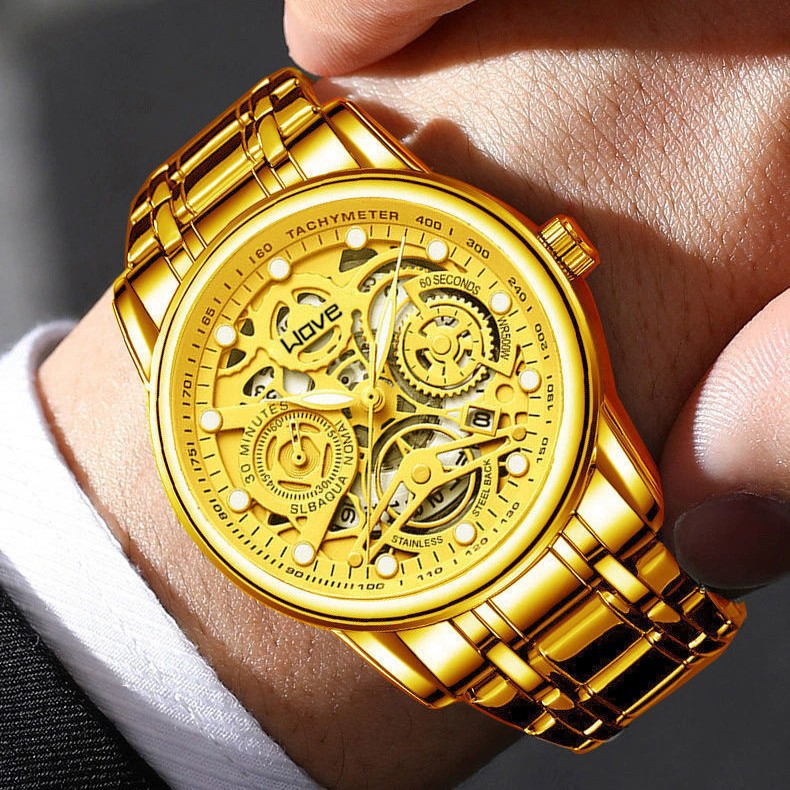 浪爵品牌手表 男士镂空腕表商务百搭运动男士手表厂家批发石英表