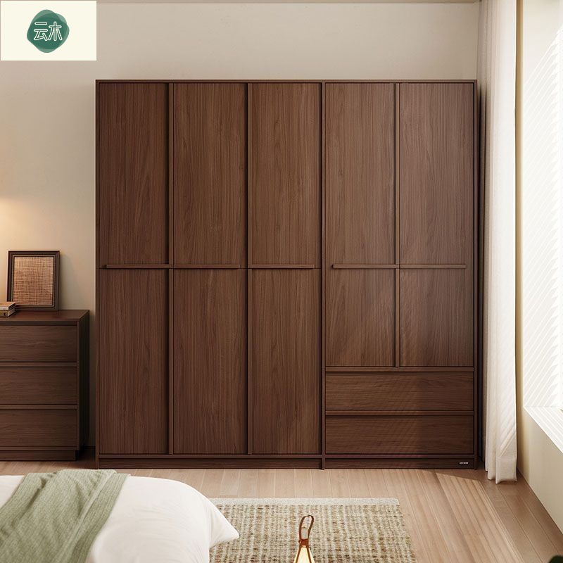 Vintage-Style Wardrobe with Skeleton Lines for Home Use in the Master Bedroom, Large Closet with One Cabinet to the Ceiling, Finished Hanging Wardrobe in an Antique Style