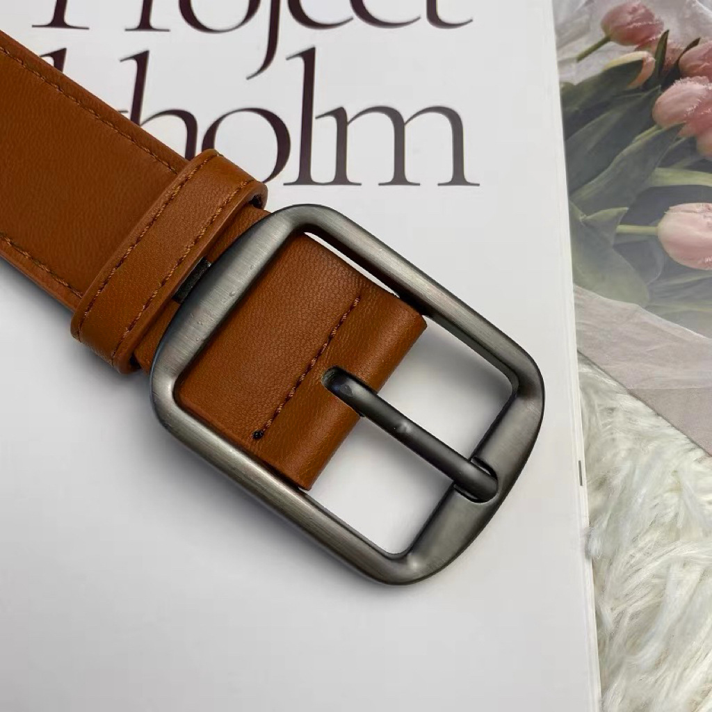 Cinturón de cuero vintage de moda femenina simple y versátil para hombres y mujeres armas de fuego cinturón de aguja negra coreano jeans de decoración casual