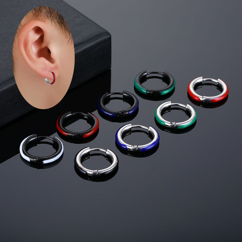 titanium steel oil dripping coil stainless steel earrings trendy jewelry arc shaped smooth titanium steel earrings round wire earrings_ipsvogv.com
