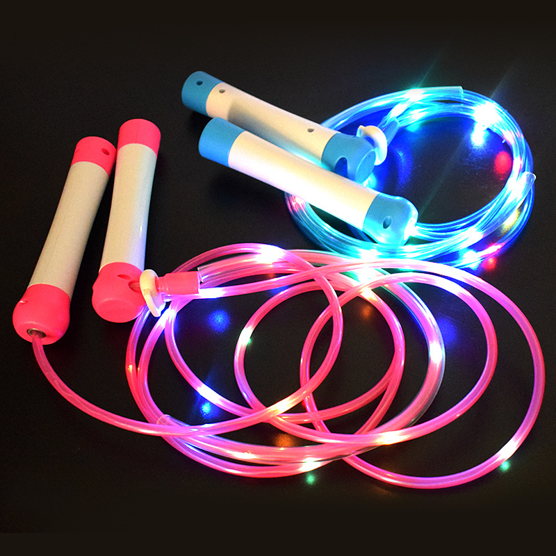 跨境热卖儿童七彩发光跳绳运动健身闪光跳绳地摊玩具厂家直销