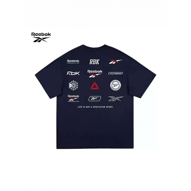 Reebok Heavyweight Men's Sports T-Shirt Short-Sleeved 2026 New Summer Pure Cotton Round Neck Fashion Couple Style