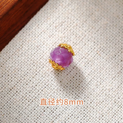 Bag of 24K Gold Inlaid Natural Amethyst Accessories Handmade DIY Bracelet Bracelet Gourd Spacer Beads Small Suitcase Accessories (Zərgərlik ara hissələri) - natural-faceted-amethyst-straight-hole
