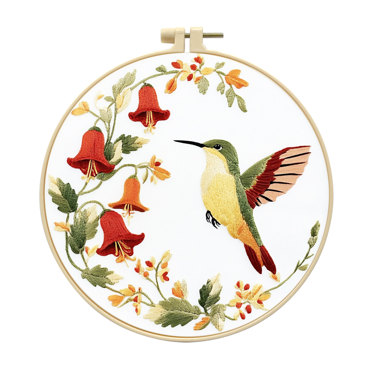 Nuevo paquete de material de bordado transfronterizo diy colibríes y orquídeas de campana simple estética kit de bordado para principiantes al por mayor