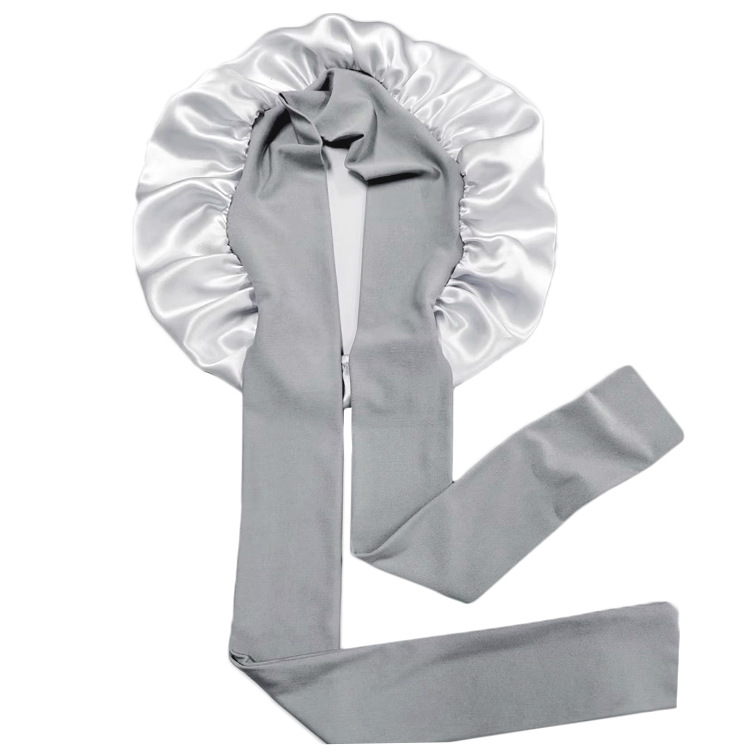 シンプルなマルベリーシルククレープサテンヘアケアつば広リボン調節可能な弾性大型シルクナイトキャップ女性の新しい帽子