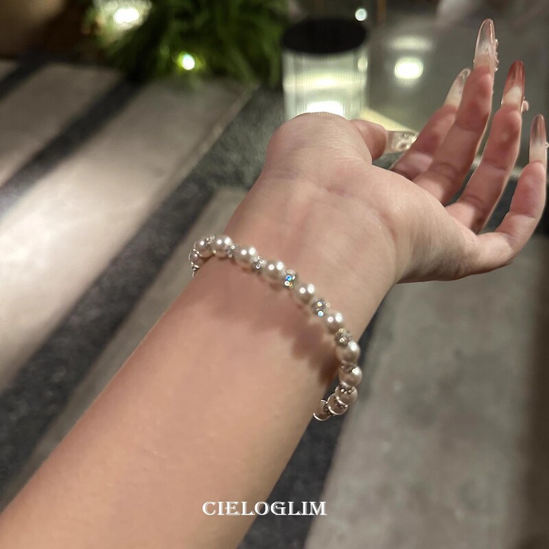 璀璨星河施家白珍珠钻球手链女轻奢爆闪高级感串珠手串|undefined