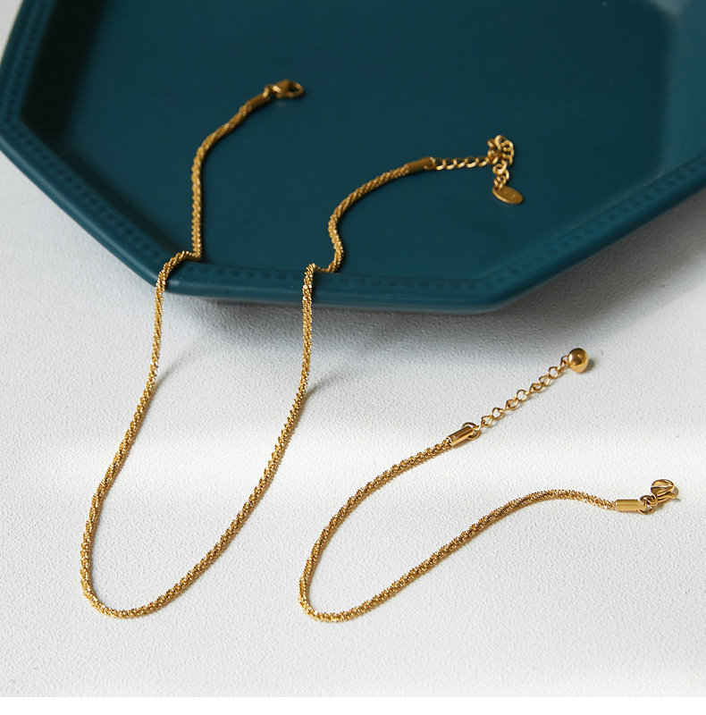 6g Weight Jewelry Set Classification Necklace + Jewelry Quantity Casual Occasion Titanium Steel Material Solid Color Pattern Women's Gender Plating Design Simple Style Style Wholesale Jewelry Simple Style Solid Color Titanium Steel Plating Jewelry Set 2