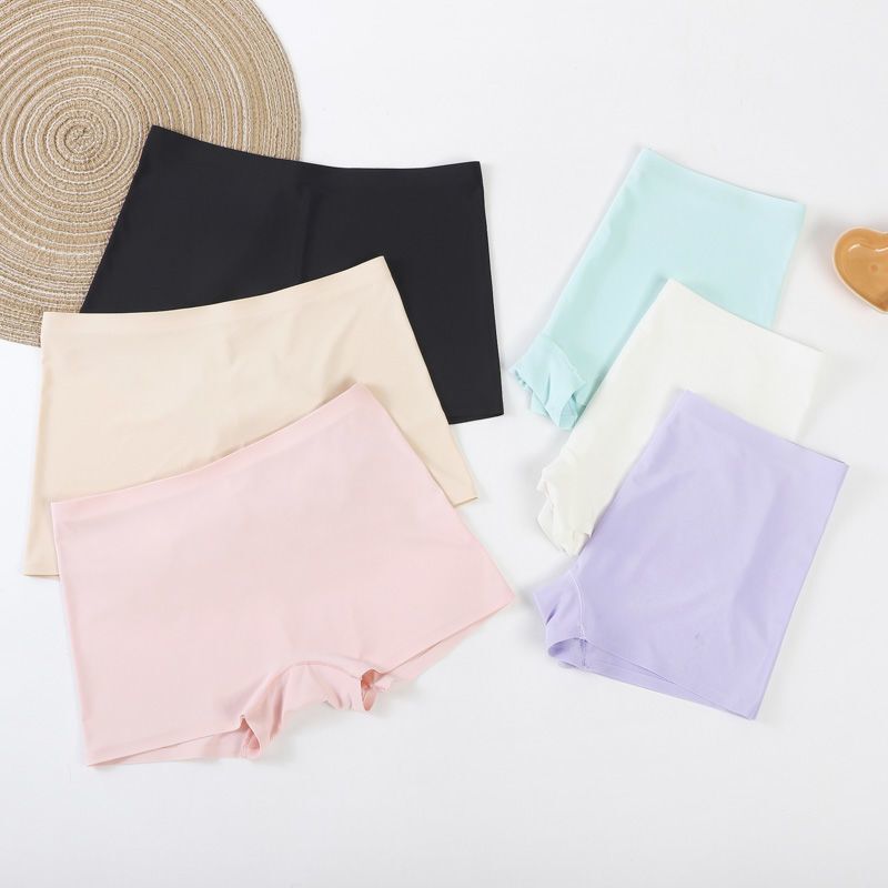 Short Seamless Leggings with Ice Silk Cotton Crotch, Breathable and Tight-Fitting, Anti-Exposure Safety Shorts for Female Students, Mid-Waist Safety Shorts