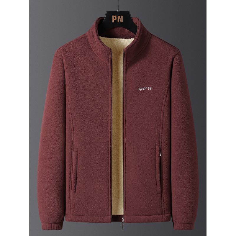 Otoño y invierno chaqueta de hombre coreano más terciopelo grueso calentamiento chaqueta de terciopelo de mediana edad de cuello vertical chaqueta casual de terciopelo