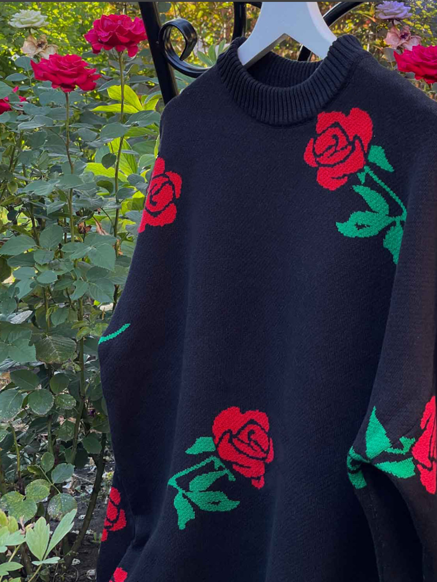 Suéter de cuello redondo transfronterizo Europa y los Estados Unidos 2025, otoño y invierno, nuevo estilo de mujer, suéter de cuello redondo de color rosa suelto