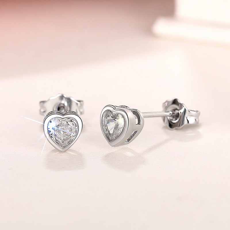 3g Weight Copper Ear Needle Material Ear Studs Classification 1 Pair Quantity Daily, Street Occasion Copper Material Heart Shape Pattern All Seasons Season Women's Gender Sweet Style 1 Pair Sweet Heart Shape Copper Ear Studs 8