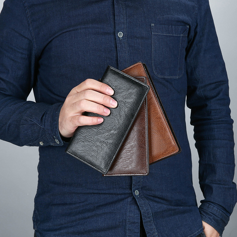 Cartera para hombres con multiple tarjetas - Textura de negocios retro, incluye cartera de tarjetas y monedero, venta al por mayor de fábrica, transfronteriza