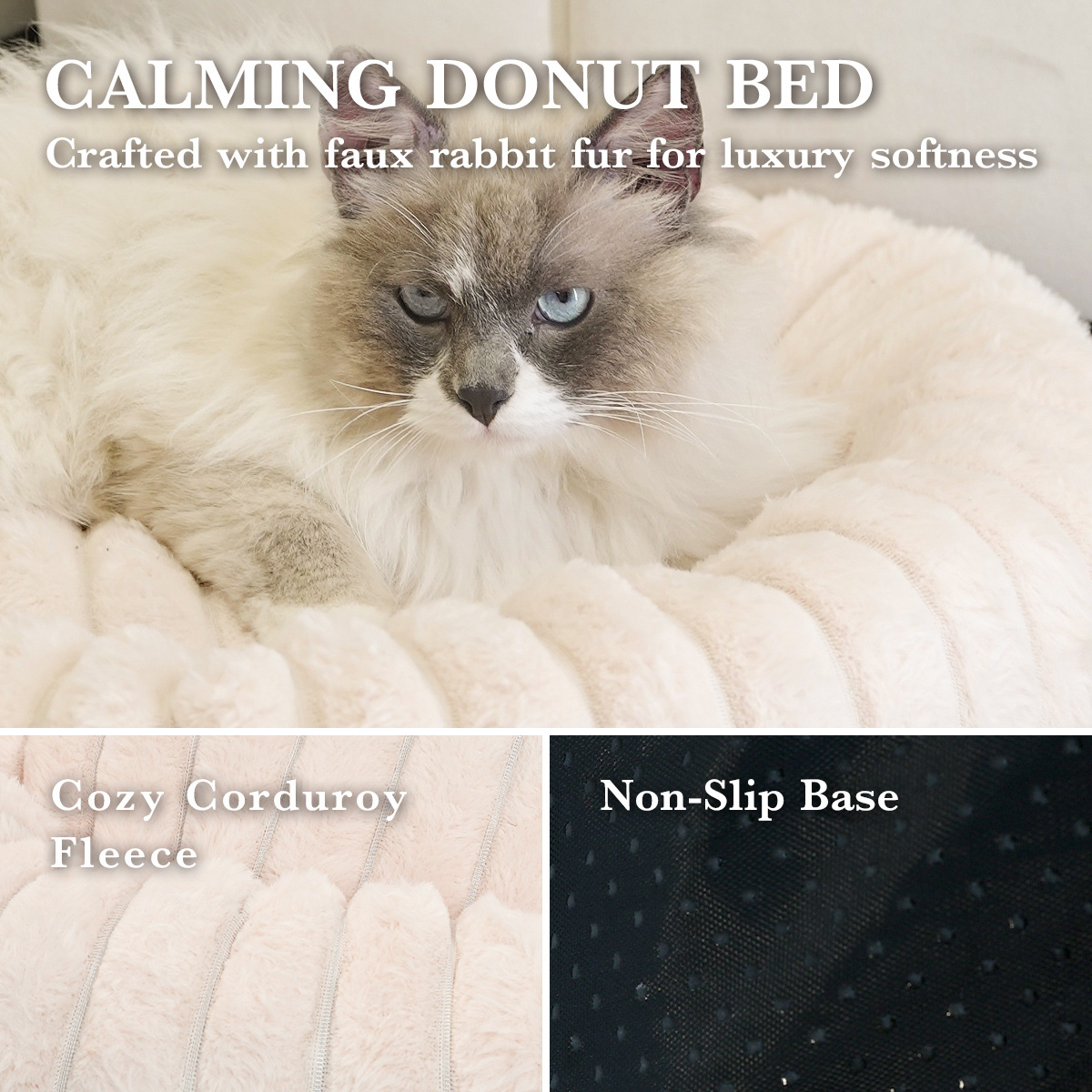 Nuevo producto Gao Keshong peluche de conejo de peluche para mascotas Four Seasons Cama de perro redonda universal para gatos Cama de perro transpirable y cálida image 3