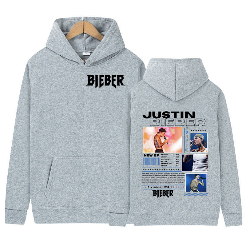 El rapero Justin Bieber Tour 2025 Suéter para hombres y mujeres Retro de alta calidad Moda super deportivo