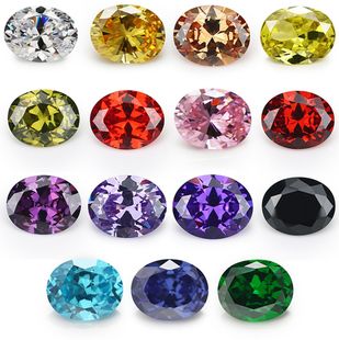 Luo gem egg-shaped colored zircon wholesale Wuzhou artificial CZ Hao stone bare stone