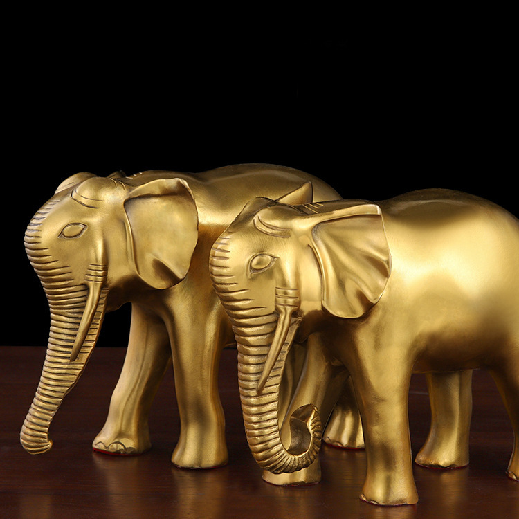 纯铜大象摆件一对吸水象招财铜象工艺品对象家居店铺客厅大号摆件