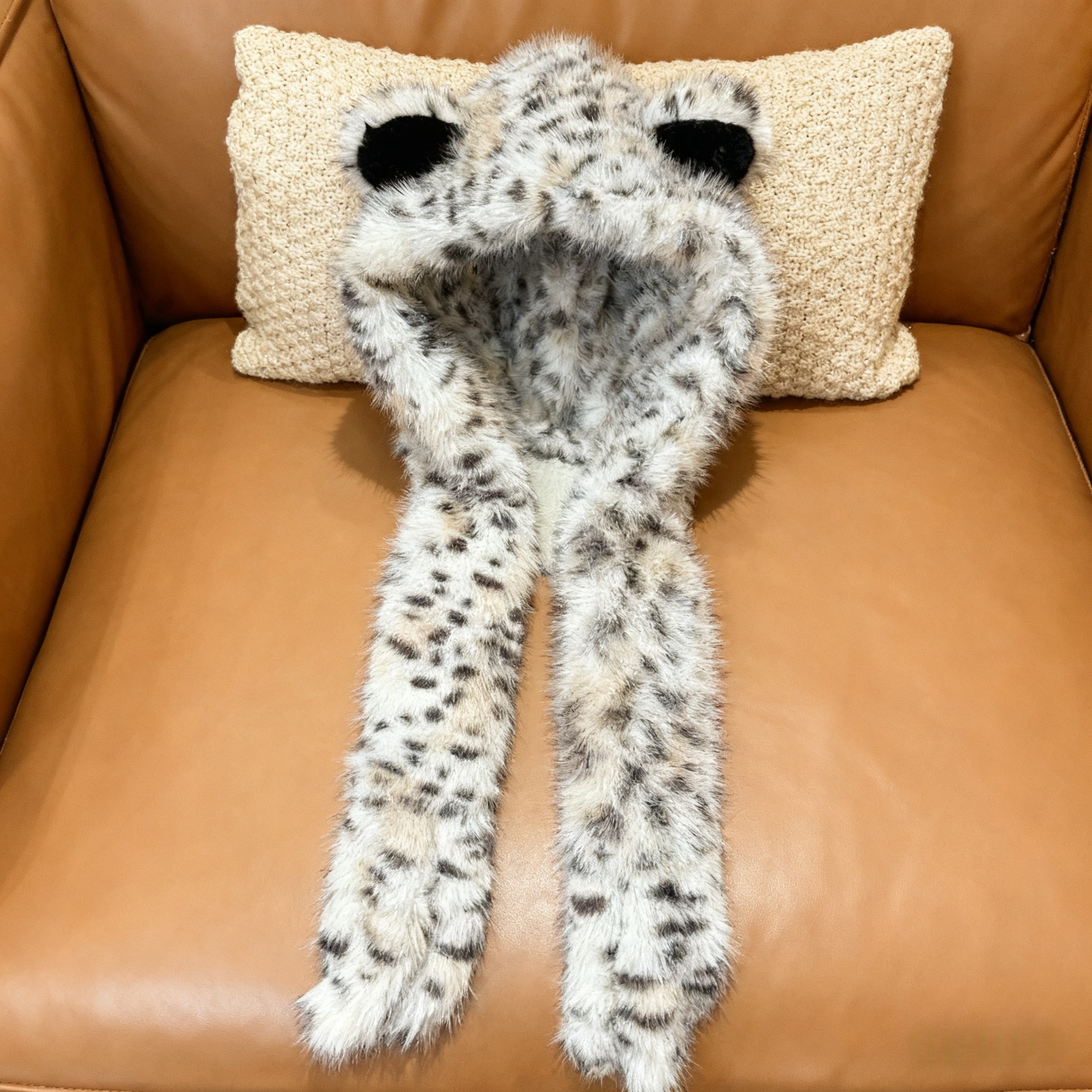 호피무늬 원피스 모자 [카키]